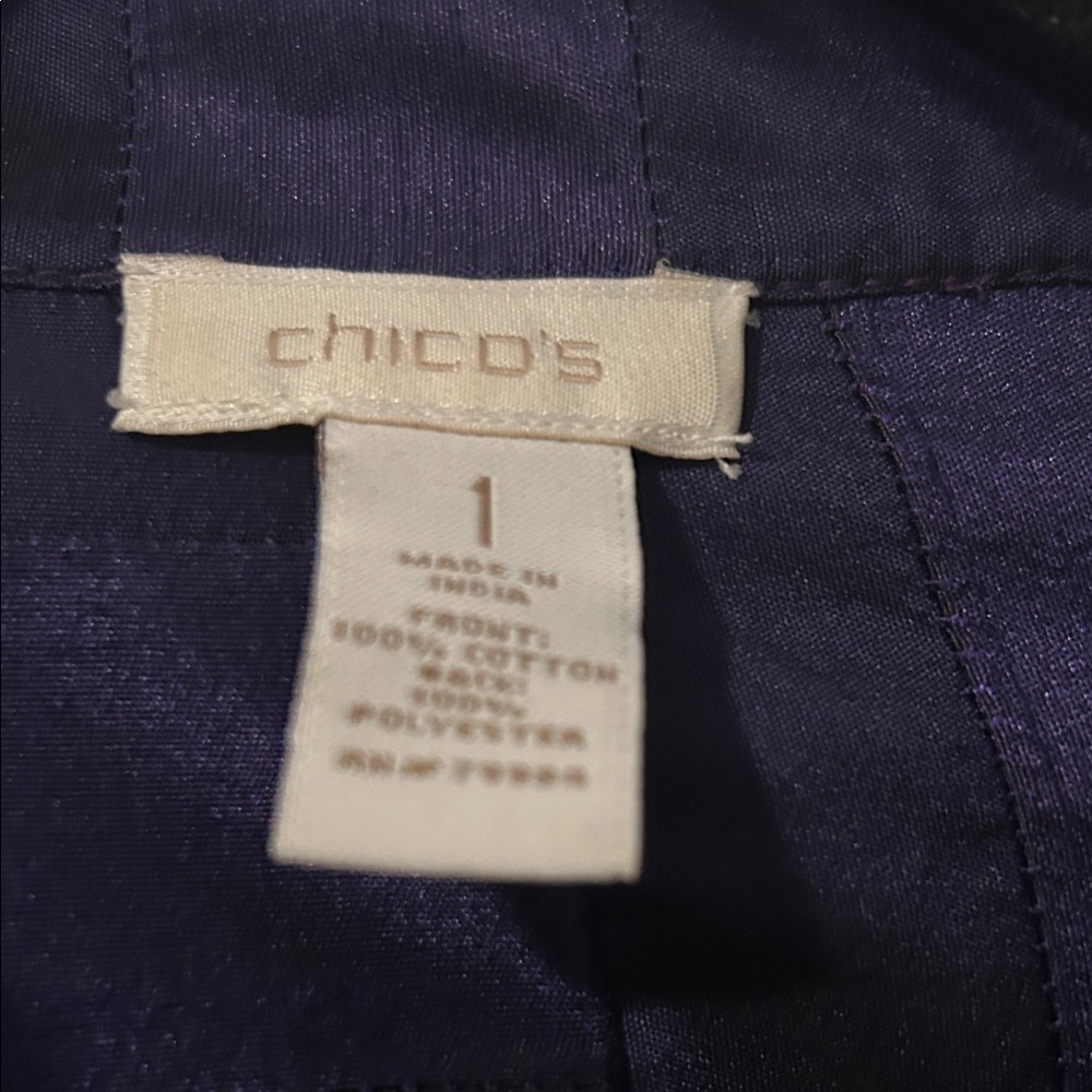 Chico's Deep Purple & Black Jacket REVERSIBLE & Animal print on the other side. - Picture 3 of 4